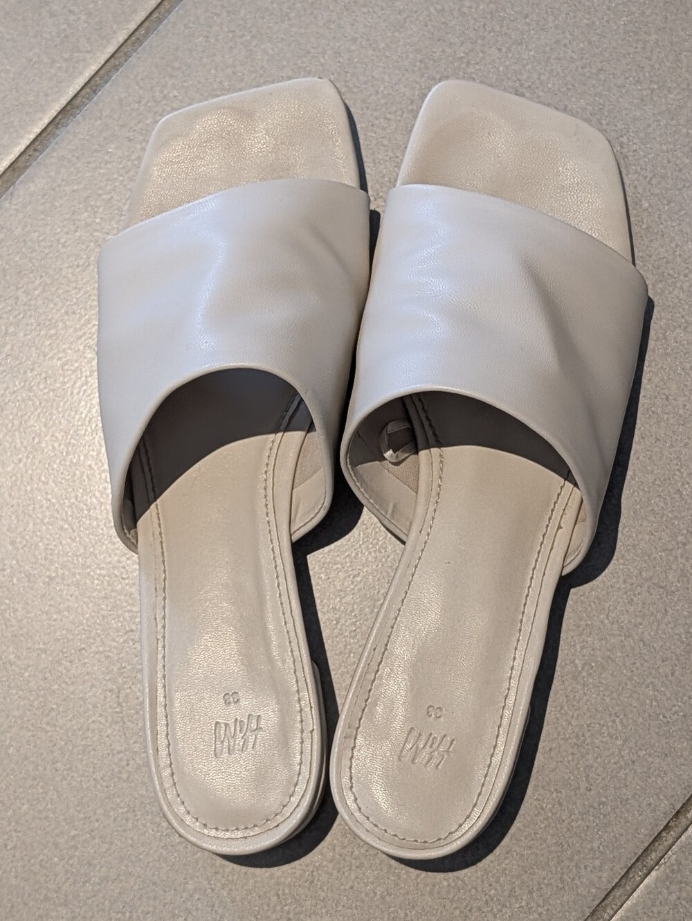 H&M | White Slide Sandals